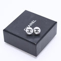 Chanel Button Earrings Silver CC Logo Mirror 08V