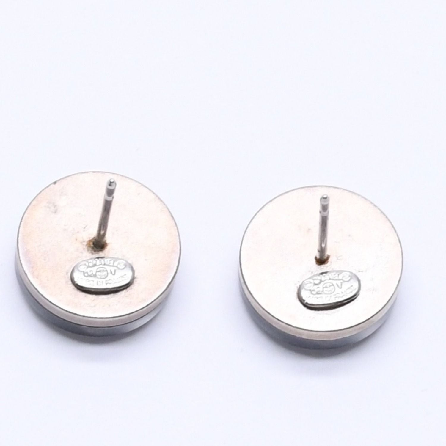 Chanel Button Earrings Silver CC Logo Mirror 08V — view 7