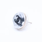 Chanel Button Earrings Silver CC Logo Mirror 08V — view 3