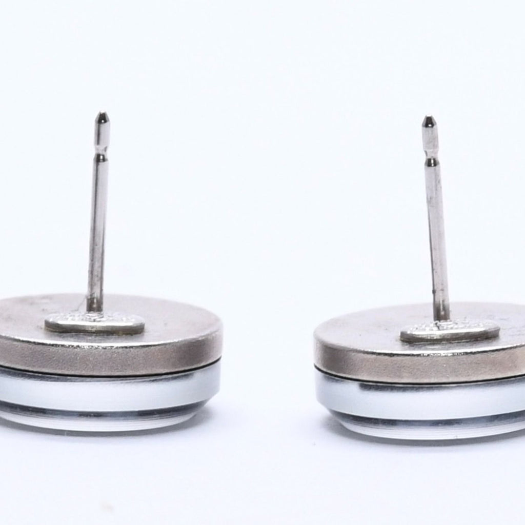 Chanel Button Earrings Silver CC Logo Mirror 08V — view 8