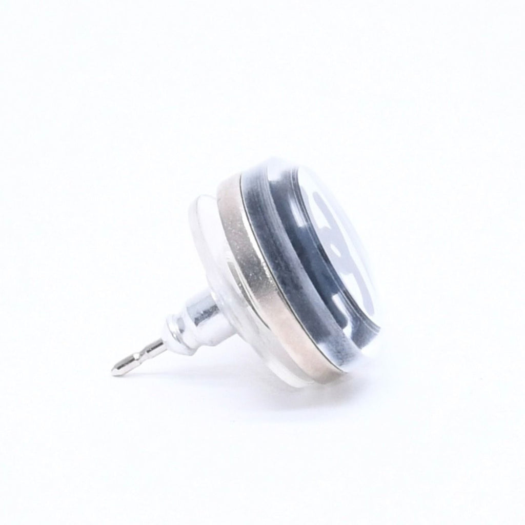 Chanel Button Earrings Silver CC Logo Mirror 08V — view 5