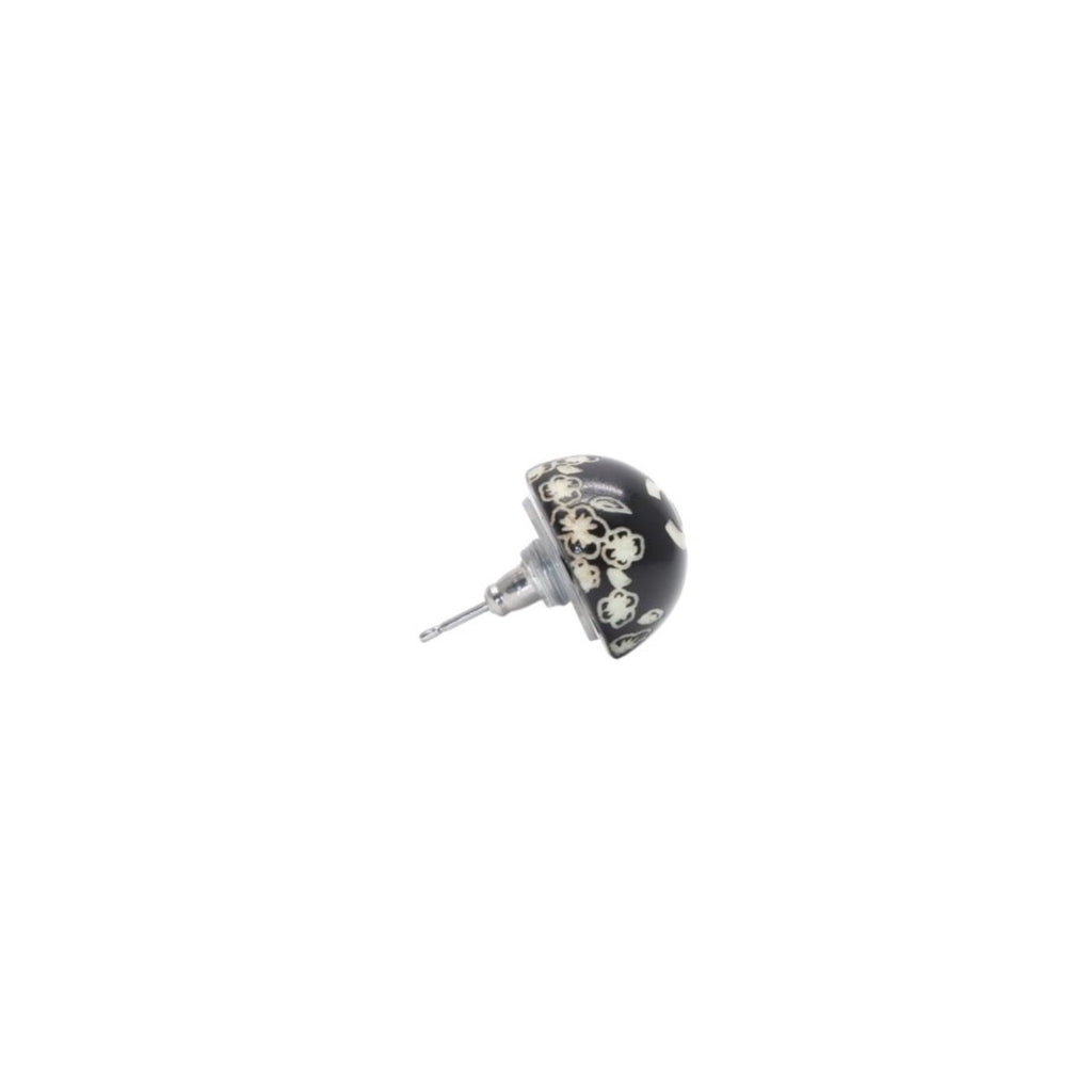 Chanel Earrings CC Logo Button &camellia Black 06c CC&camellia Silver — view 4