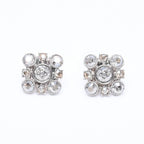 Chanel Earrings Round Big Stone 09 Silver Color Rhinestone