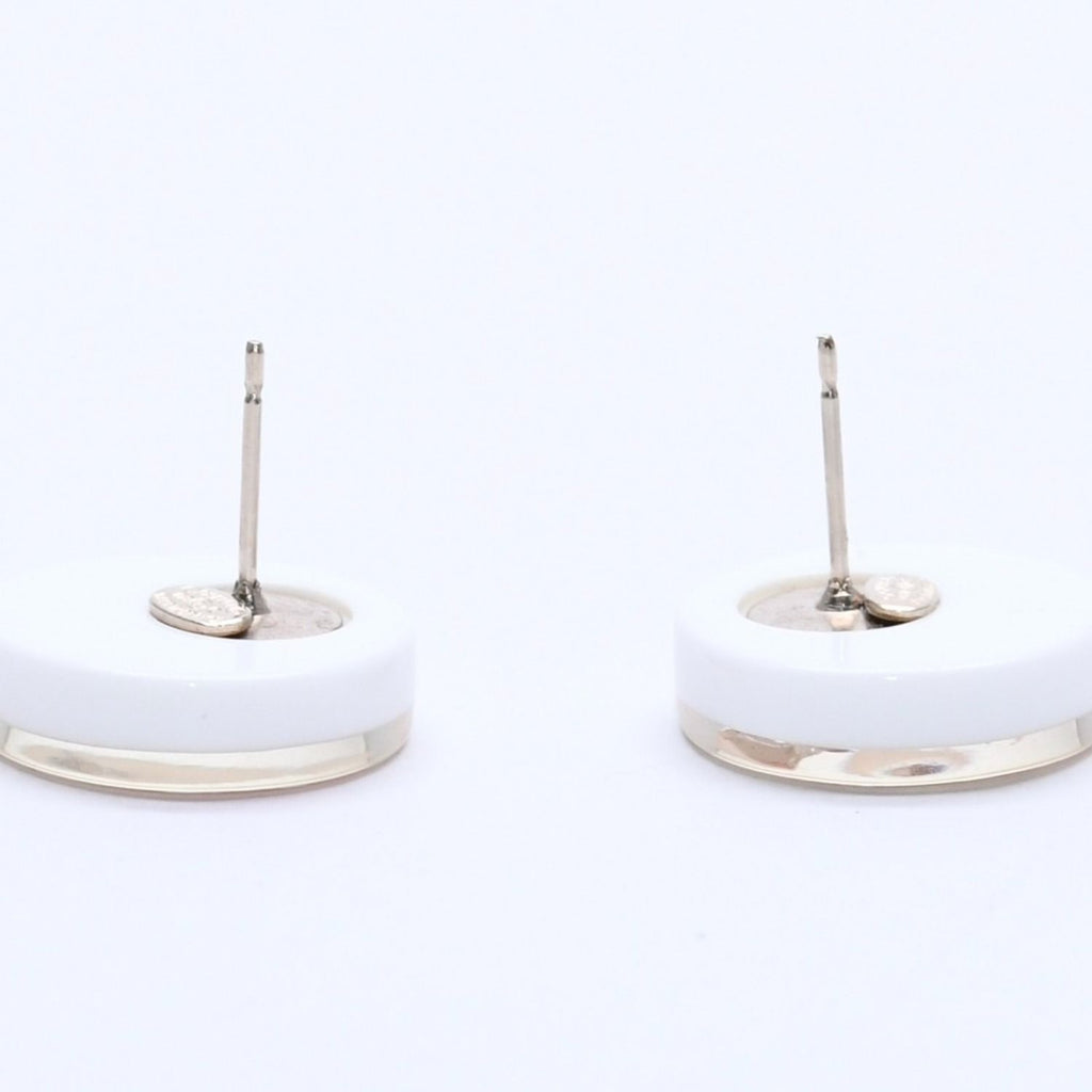 Chanel Earrings CC Logo Rhinestone 8 White Clear Gold — view 7