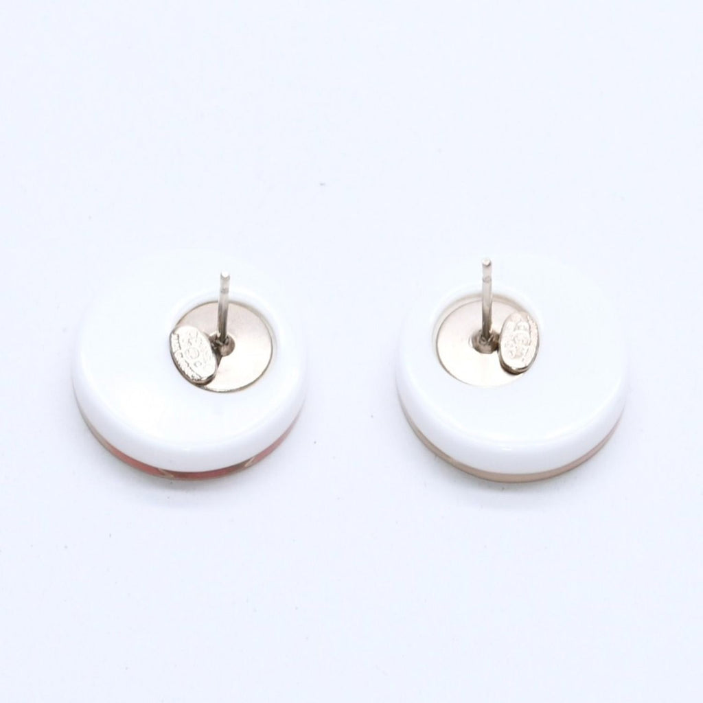 Chanel Earrings CC Logo Rhinestone 8 White Clear Gold — view 6