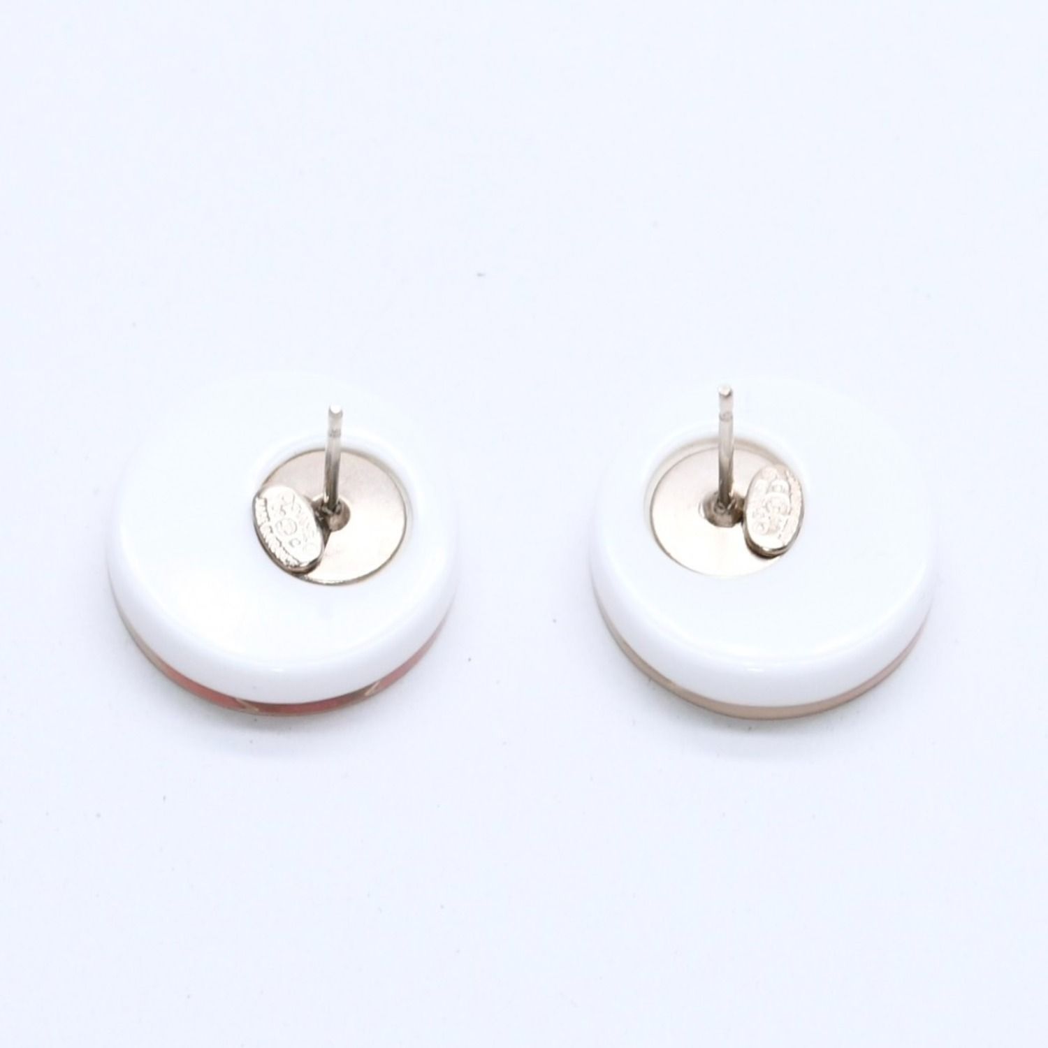 Chanel Earrings CC Logo Rhinestone 8 White Clear Gold — view 6