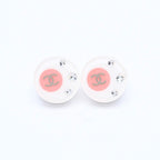 Chanel Earrings CC Logo Rhinestone 8 White Clear Gold