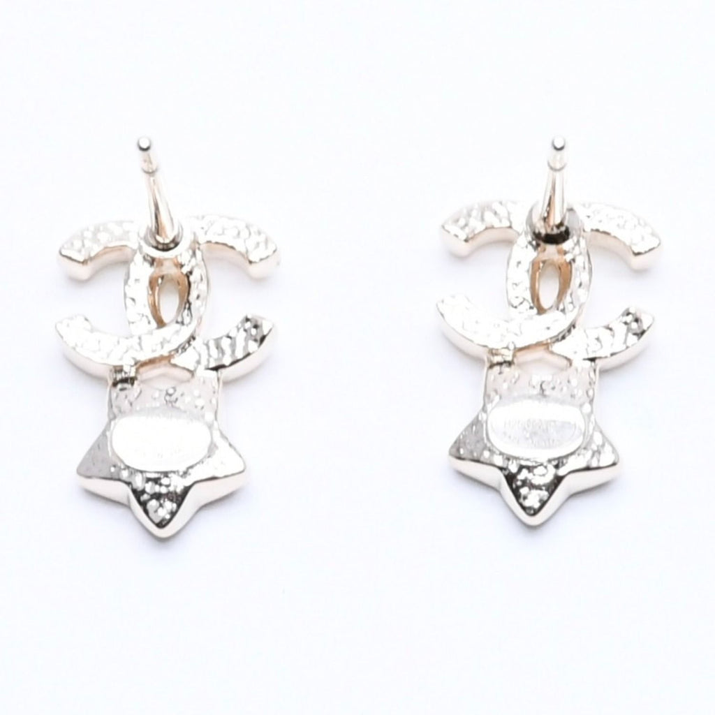 Chanel Earrings CC Logo Star Color Stone Light Gold — view 6