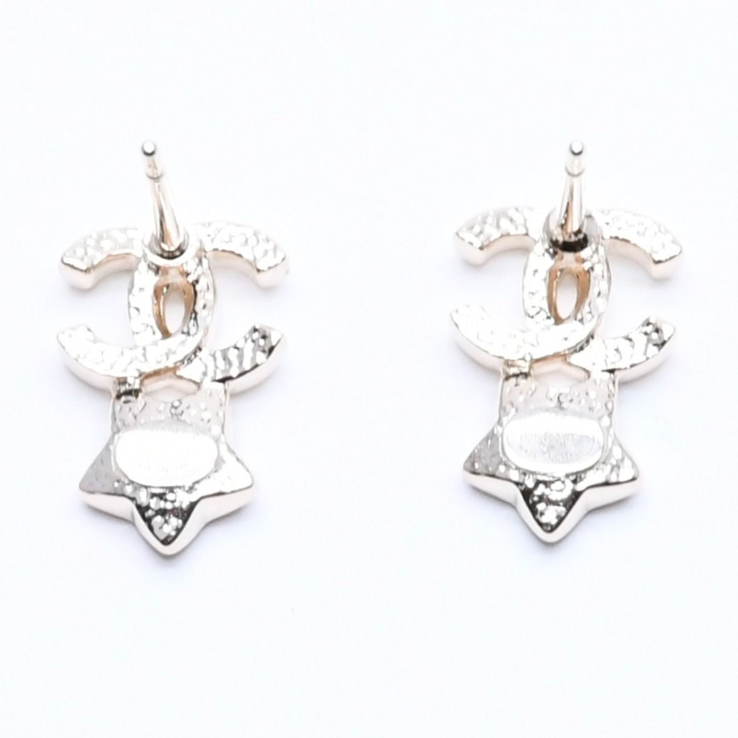 Chanel Earrings CC Logo Star Color Stone Light Gold — view 6