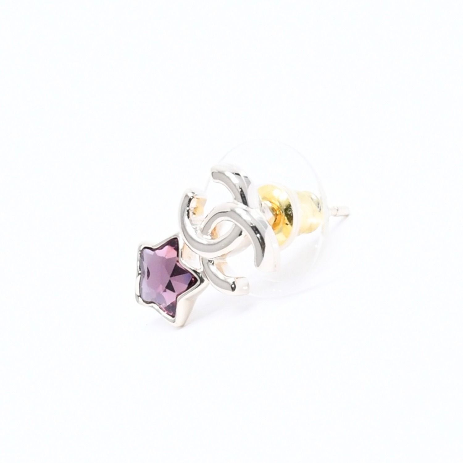 Chanel Earrings CC Logo Star Color Stone Light Gold — view 2