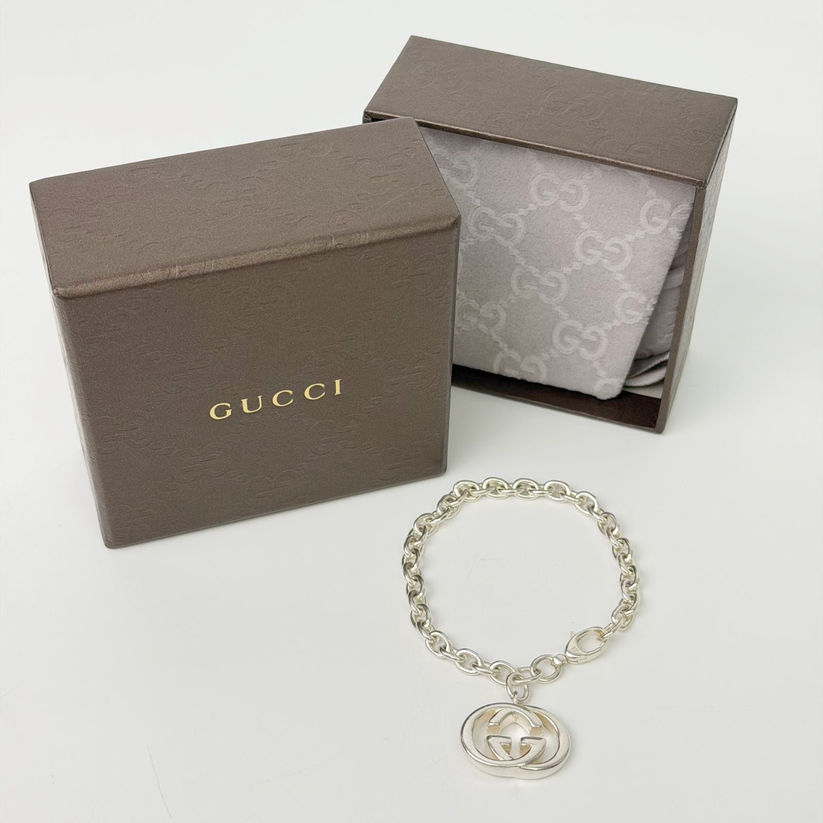 Gucci Interlocking Charm Chain Bracelet 925 Sterling Silver Vintage — view 2