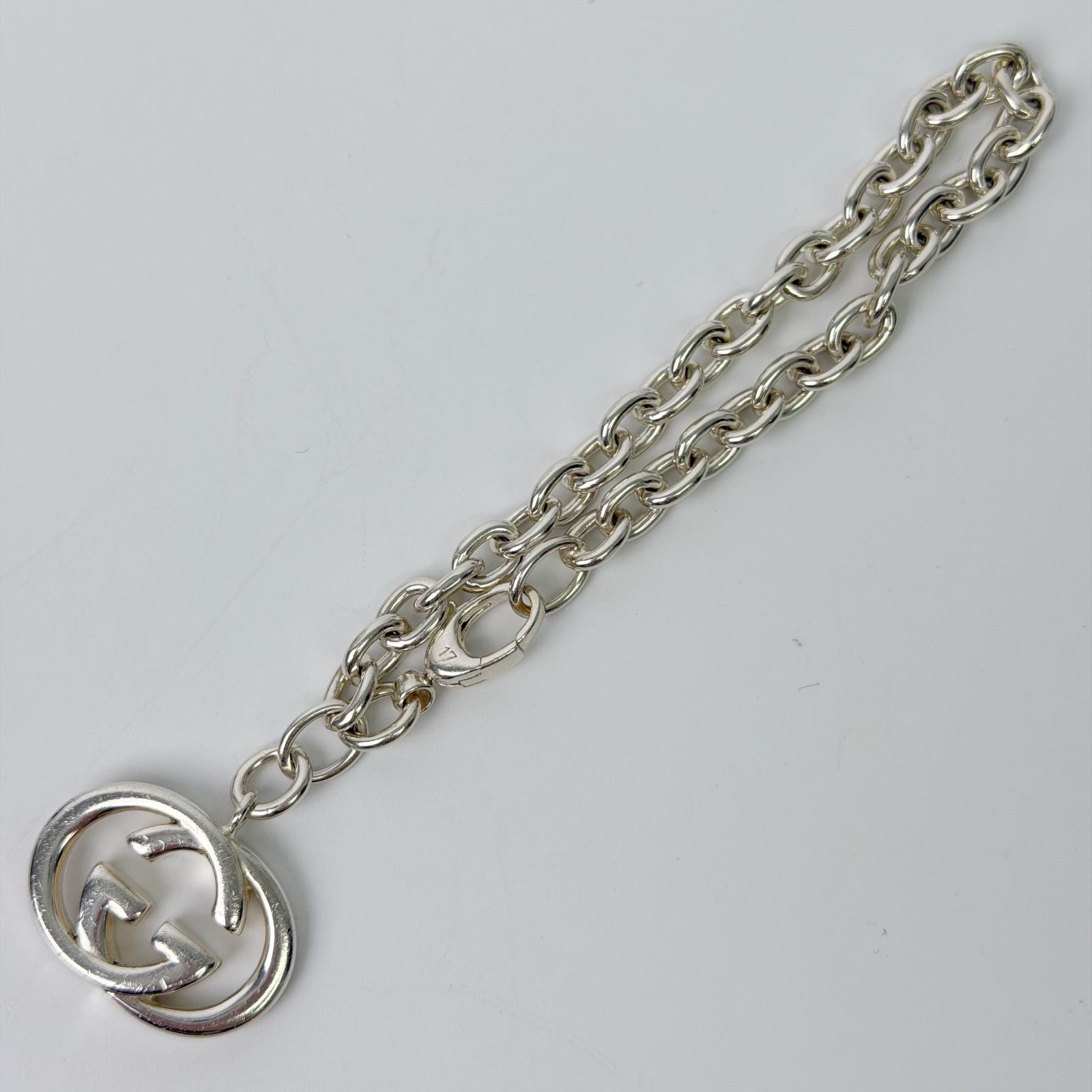 Gucci Interlocking Charm Chain Bracelet 925 Sterling Silver Vintage — view 4
