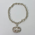 Gucci Interlocking Charm Chain Bracelet 925 Sterling Silver Vintage
