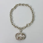 Gucci Interlocking Charm Chain Bracelet 925 Sterling Silver Vintage