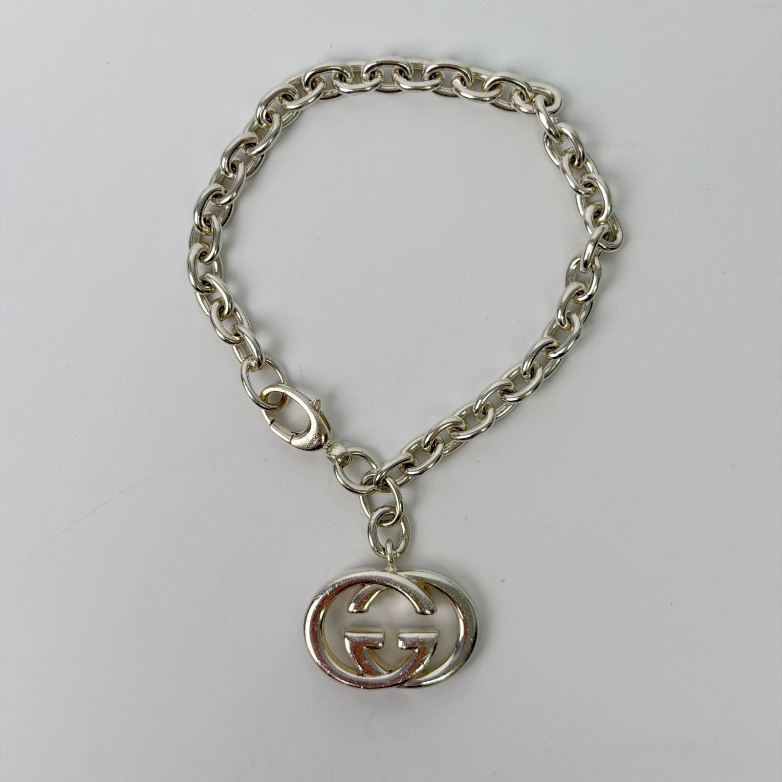 Gucci Interlocking Charm Chain Bracelet 925 Sterling Silver Vintage — view 3