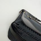 Fendi FF Zucca Front Zip Messenger Shoulder Bag Canvas Leather Black Gold — view 6