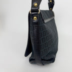 Fendi FF Zucca Front Zip Messenger Shoulder Bag Canvas Leather Black Gold — view 4