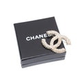 Chanel Costume Line CC Logo Brooch Gold Rhinestone