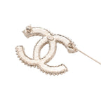 Chanel Costume Line CC Logo Brooch Gold Rhinestone — view 4