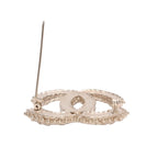Chanel Costume Line CC Logo Brooch Gold Rhinestone — view 6