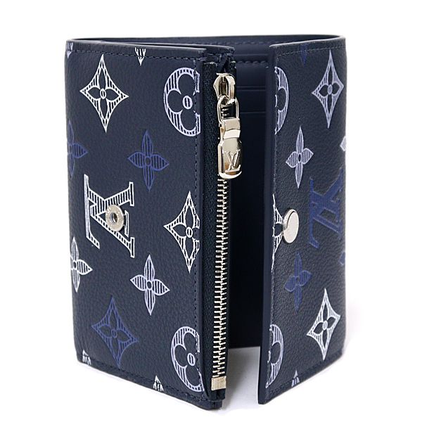 Louis Vuitton Victor Wallet Trifold Monogram Shadow Navy Blue — view 5