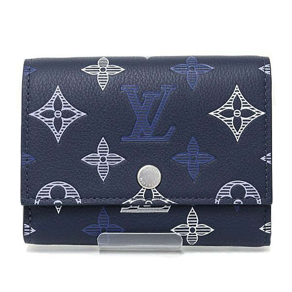 Louis Vuitton Victor Wallet Trifold Monogram Shadow Navy Blue