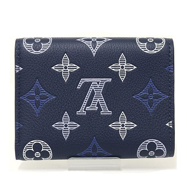 Louis Vuitton Victor Wallet Trifold Monogram Shadow Navy Blue — view 2