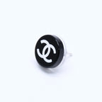 Chanel Earrings CC Logo Button Black 05 — view 2