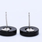 Chanel Earrings CC Logo Button Black 05 — view 7