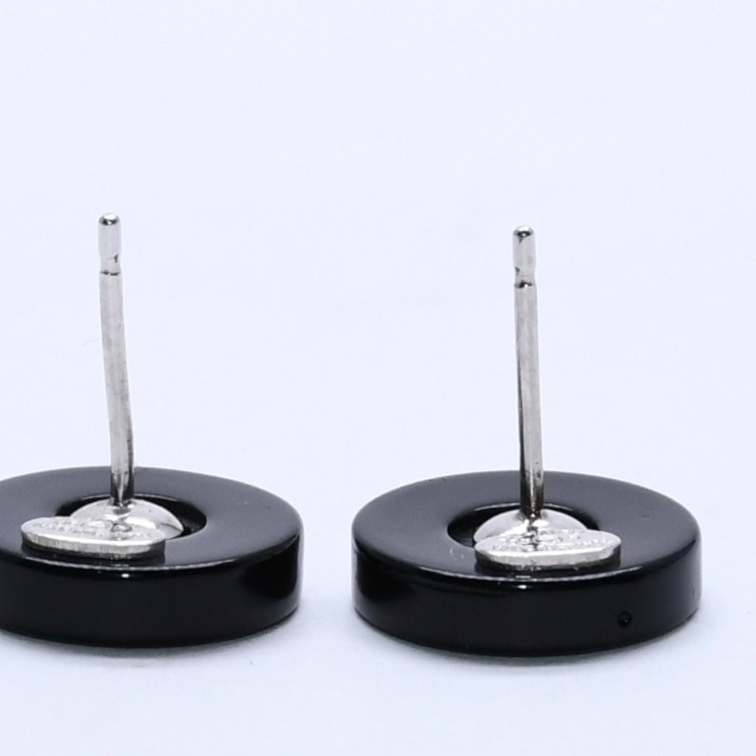 Chanel Earrings CC Logo Button Black 05 — view 7