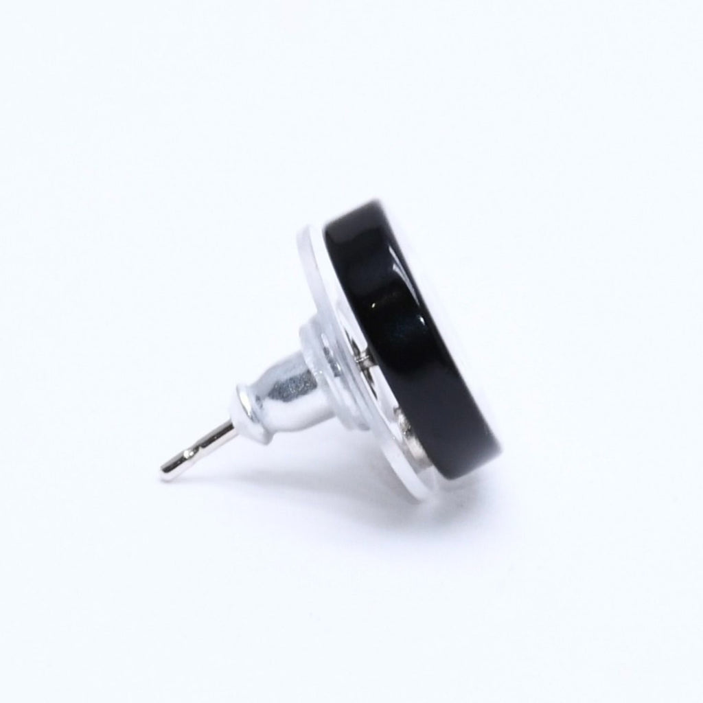 Chanel Earrings CC Logo Button Black 05 — view 4