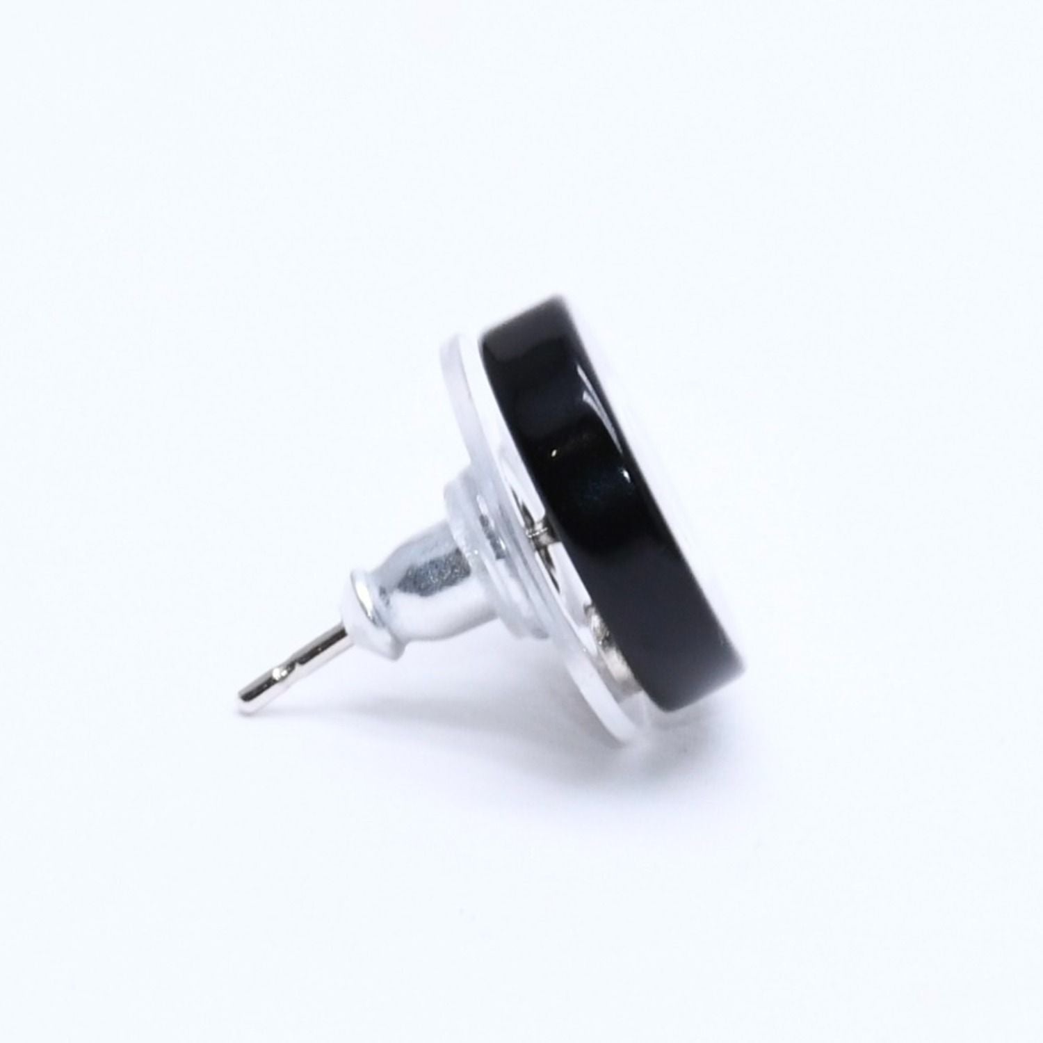 Chanel Earrings CC Logo Button Black 05 — view 4