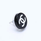 Chanel Earrings CC Logo Button Black 05 — view 3