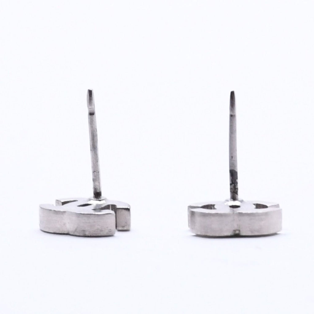 Chanel Earrings CC Logo Rhinestone Silver 03 — view 7
