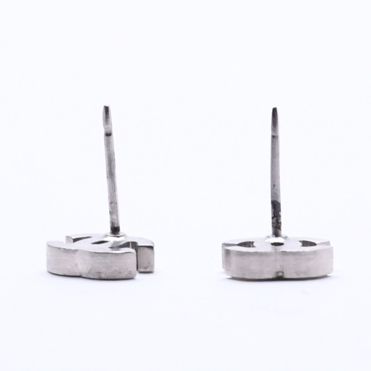 Chanel Earrings CC Logo Rhinestone Silver 03 — view 7