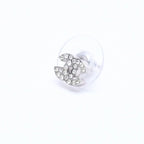 Chanel Earrings CC Logo Rhinestone Silver 03 — view 2