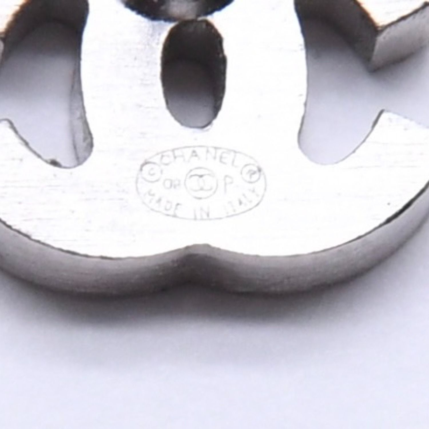 Chanel Earrings CC Logo Rhinestone Silver 03 — view 8