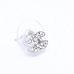 Chanel Earrings CC Logo Rhinestone Silver 03 — view 3