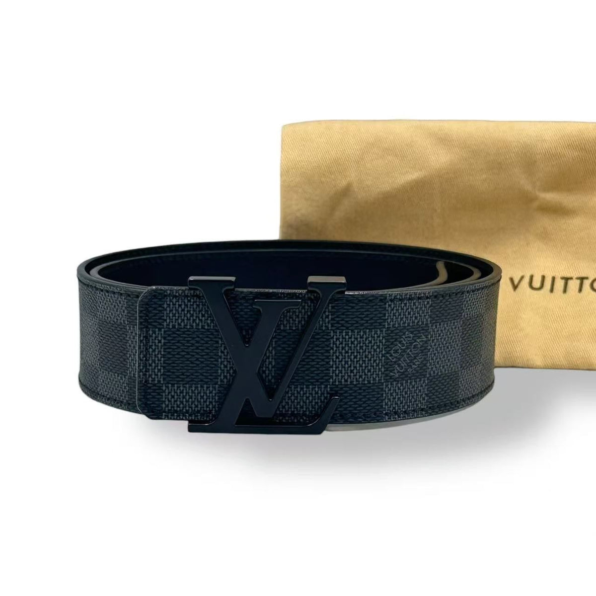 Louis Vuitton Ceinture LV Initial 90/36 Belt Black Gray Damier Pattern
