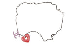 Chanel CC Logo Heart Necklace Metal Pink Red Silver