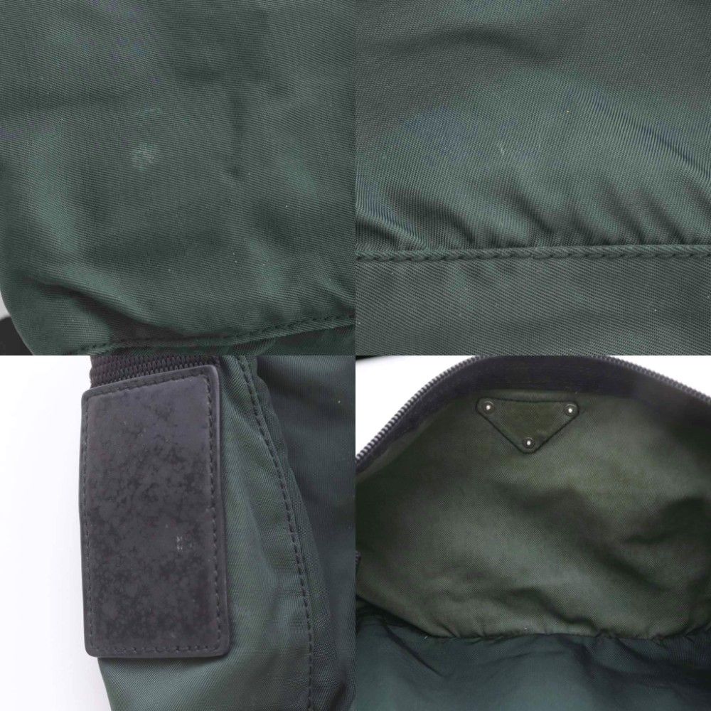 Prada Vela Shoulder Bag Dark Green Nylon RI — view 7