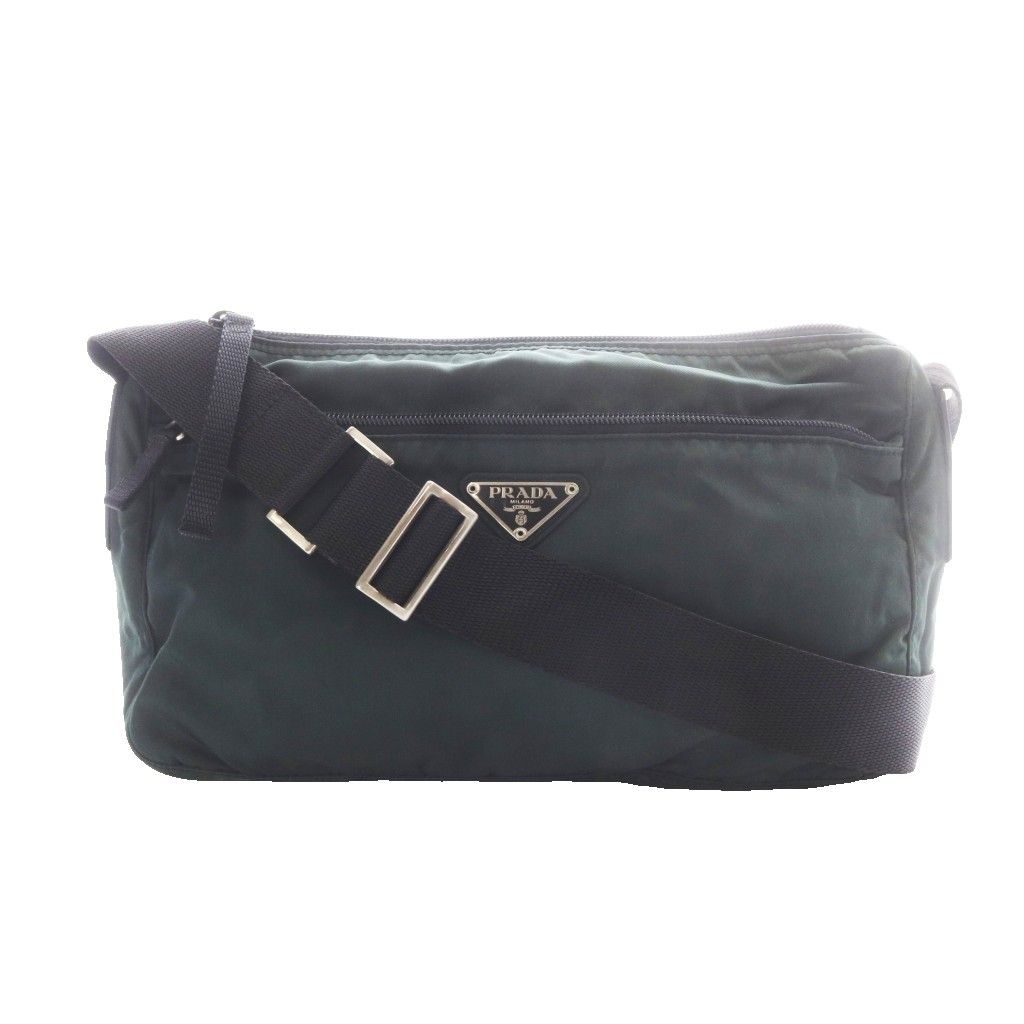 Prada Vela Shoulder Bag Dark Green Nylon RI