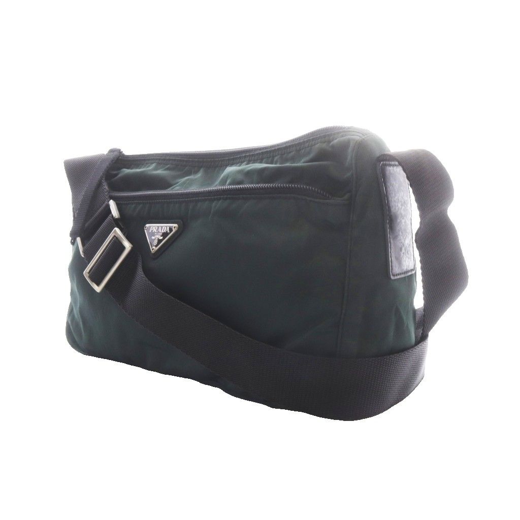 Prada Vela Shoulder Bag Dark Green Nylon RI — view 3