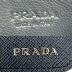 Prada Coin Purse Saffiano Travel Mini Wallet Leather Navy Blue Silver — view 5