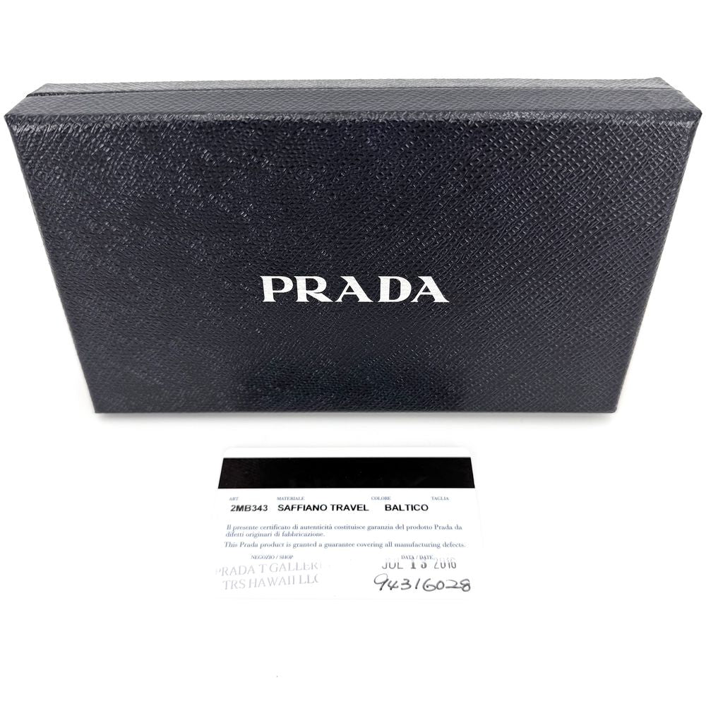 Prada Coin Purse Saffiano Travel Mini Wallet Leather Navy Blue Silver — view 7
