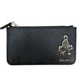 Prada Coin Purse Saffiano Travel Mini Wallet Leather Navy Blue Silver