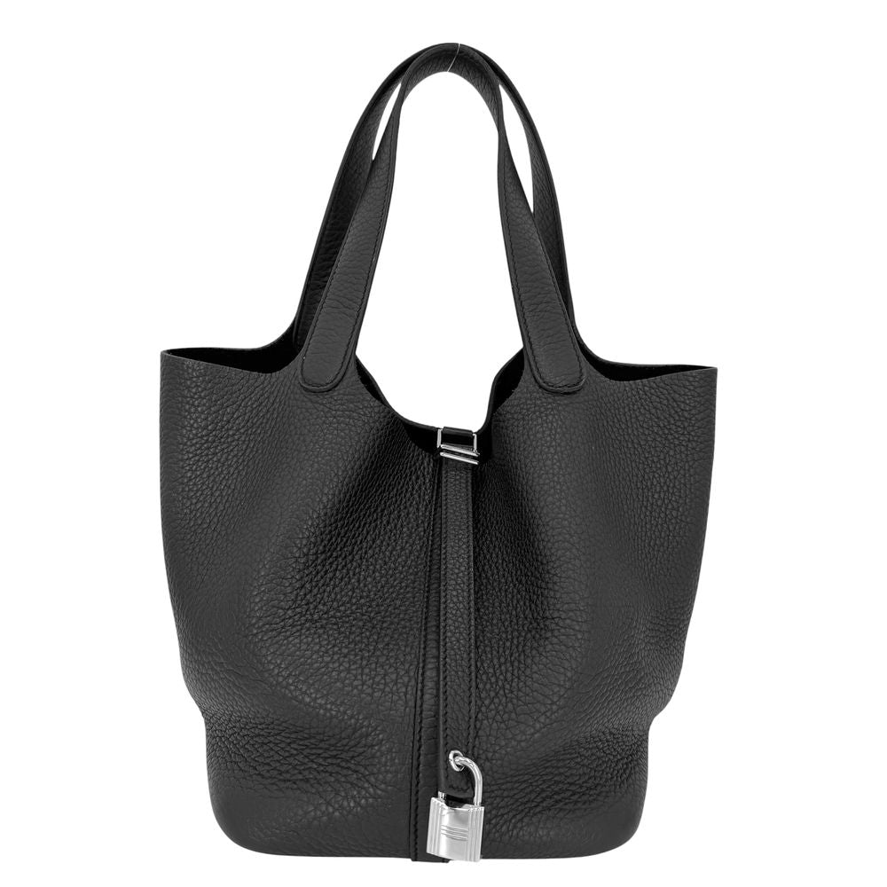 Hermes Handbag Picotin Lock MM Leather Black Silver