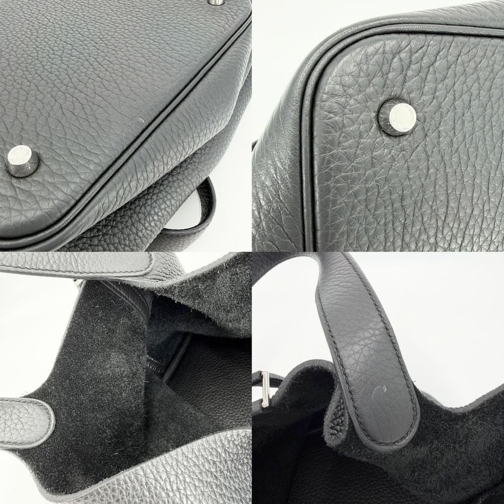 Hermes Handbag Picotin Lock MM Leather Black Silver — view 6