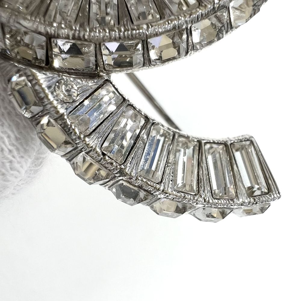 Chanel Brooch CC Logo Rhinestone Silver — view 7