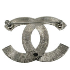Chanel Brooch CC Logo Rhinestone Silver — view 2